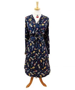 Miss Lulo Paula Swing Dress In Art Deco Tattoo Print