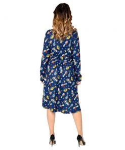 Miss Lulo Paula Swing Dress In Art Deco Tattoo Print