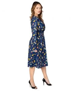 Miss Lulo Paula Swing Dress In Art Deco Tattoo Print