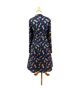 Miss Lulo Paula Swing Dress In Art Deco Tattoo Print