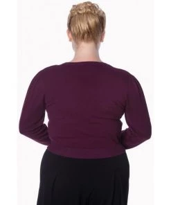 Banned Proud Peacock Cardigan In Aubergine