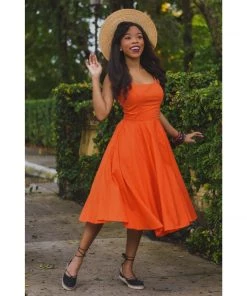 Tatyana Peggy Fit & Flare Midi In Orange