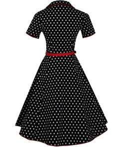 Women's Apparel Dolly & Dotty Penelope Shirt Dress In Black With White Dots 9 Women's Apparel Dolly & Dotty Penelope Shirt Dress In Black With White Dots