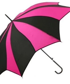 Women's Apparel Soake Walking Stick Umbrella In Black And Pink Swirl