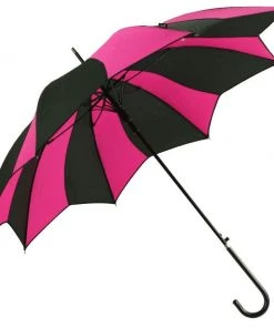 Women's Apparel Soake Walking Stick Umbrella In Black And Pink Swirl