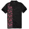 Glitz Glam And Rebellion Men's Bowling Shirt With Pink Flamingo Panel 2 Glitz Glam And Rebellion Men's Bowling Shirt With Pink Flamingo Panel