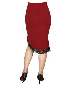 ChicStar Women's Apparel Miss Priss Pinup Ruffle Skirt In Red