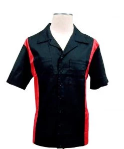 Glitz Glam And Rebellion Men's Bowling Shirt In Black And Red Men's Apparel