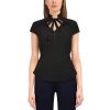 ChicStar Pleated Vamp Collar Top In Black Women's Apparel