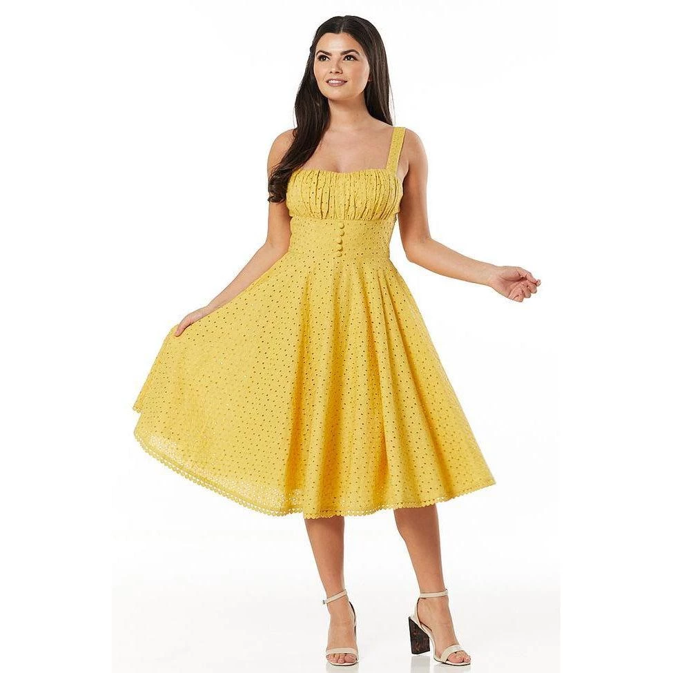 Timeless London Valerie Anglaise Dress In Mustard Women's Apparel 3 Timeless London Valerie Anglaise Dress In Mustard Women's Apparel