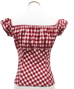 Glitz Glam And Rebellion Pinup Peasant Top In Red Gingham