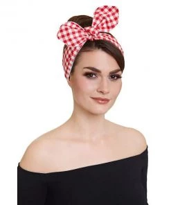 Dolly & Dotty Pinup And Rockabilly Headscarf In Red Gingham Checks