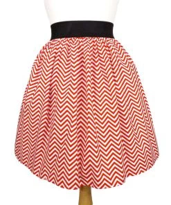 Women's Apparel Hemet Pleated Skirt In Red & White Chevron Print