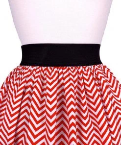 Women's Apparel Hemet Pleated Skirt In Red & White Chevron Print