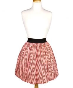 Women's Apparel Hemet Pleated Skirt In Red & White Chevron Print
