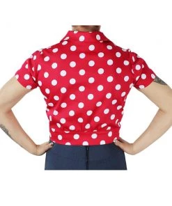 Hemet Knotted Top In Red & White Polka Dots Women's Apparel