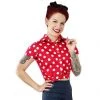 Hemet Knotted Top In Red & White Polka Dots Women's Apparel 1 Hemet Knotted Top In Red & White Polka Dots Women's Apparel