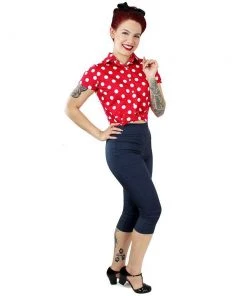 Hemet Knotted Top In Red & White Polka Dots Women's Apparel