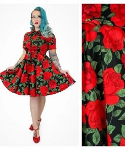 Hemet Red Rose Circle Dress Women's Apparel