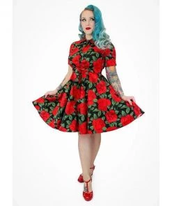 Hemet Red Rose Circle Dress Women's Apparel