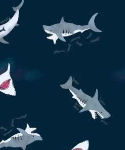 Miss Lulo Reese High-Waisted Shorts In Shark Print