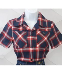 Women's Apparel Star Struck Clothing Reproduction Work Blouse In Red Plaid