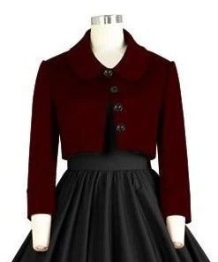 ChicStar Cropped Retro Jacket In Burgundy