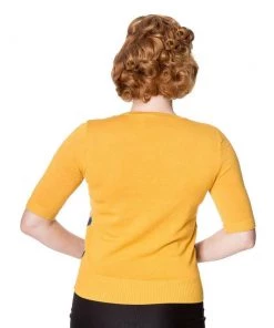 Banned Retro 50's Cube Jumper In Mustard Women's Apparel