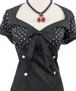 ChicStar Retro Polka-Dot Wiggle Dress In Black Women's Apparel