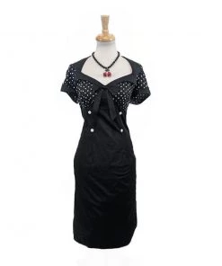 ChicStar Retro Polka-Dot Wiggle Dress In Black Women's Apparel