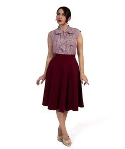 Retrolicious Red Checkered Bow Top Women's Apparel