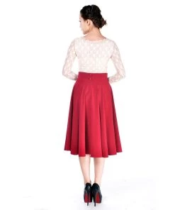 ChicStar Rockabilly Swing Skirt In Dark Red