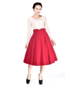 ChicStar Rockabilly Swing Skirt In Dark Red