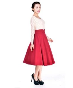 ChicStar Rockabilly Swing Skirt In Dark Red