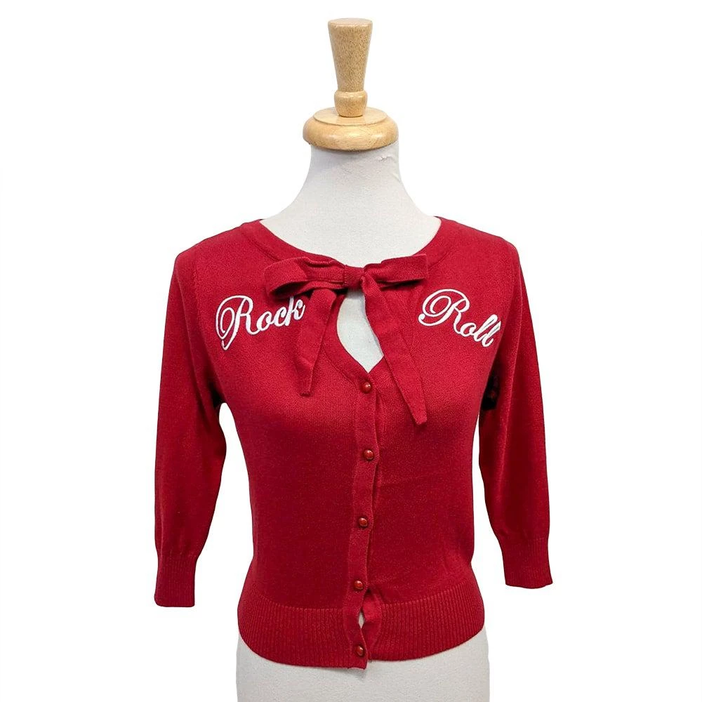 Collectif Charlene Rock & Roll Cardigan In Red 4 Collectif Charlene Rock & Roll Cardigan In Red