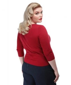 Collectif Charlene Rock & Roll Cardigan In Red 12 Collectif Charlene Rock & Roll Cardigan In Red