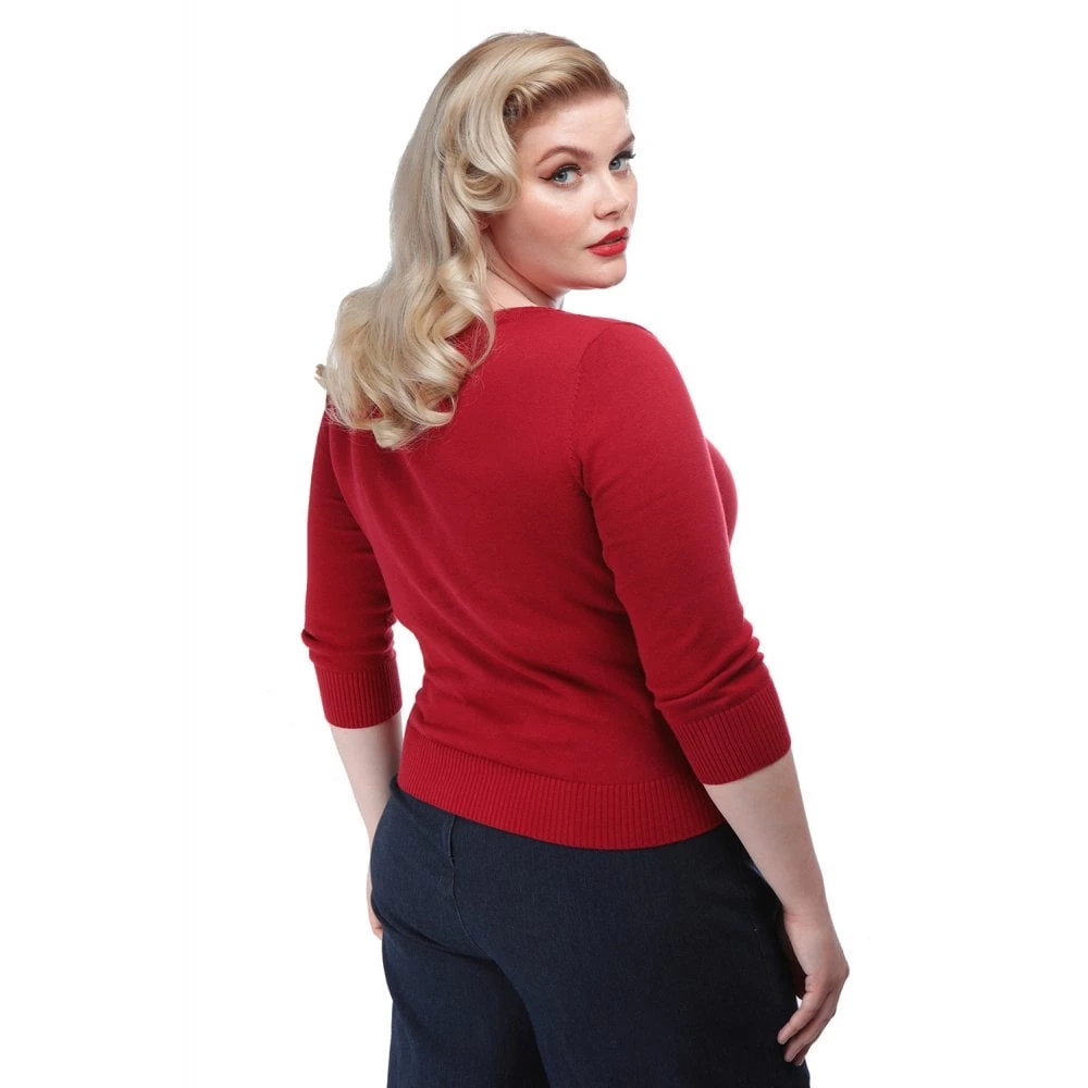 Collectif Charlene Rock & Roll Cardigan In Red 6 Collectif Charlene Rock & Roll Cardigan In Red