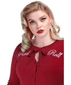 Collectif Charlene Rock & Roll Cardigan In Red 13 Collectif Charlene Rock & Roll Cardigan In Red