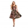 Women's Apparel Eva Rose V-Neck Rose Garden Swing Dress In Black And Pink