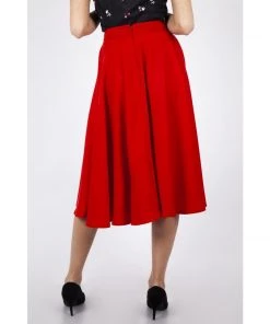 Voodoo Vixen Rosy Flared Skirt In Red