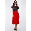 Voodoo Vixen Rosy Flared Skirt In Red
