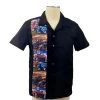 Glitz Glam And Rebellion Men's Bowling Shirt With Classic Cars Panel Men's Apparel