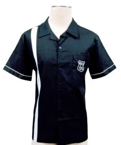 Glitz Glam And Rebellion Men's Bowling Shirt With Route 66 Pocket Men's Apparel