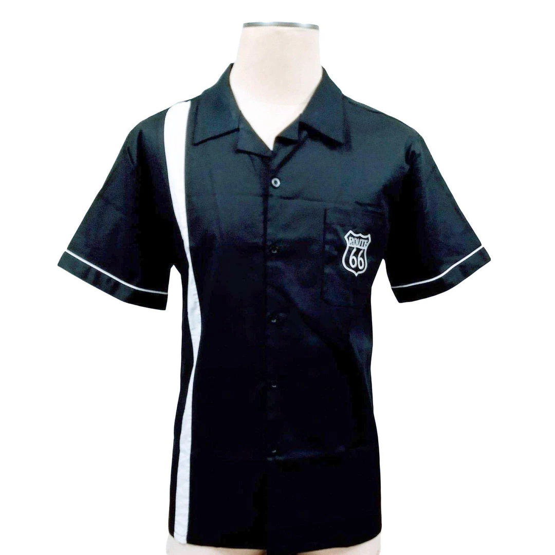 Glitz Glam And Rebellion Men's Bowling Shirt With Route 66 Pocket Men's Apparel 3 Glitz Glam And Rebellion Men's Bowling Shirt With Route 66 Pocket Men's Apparel