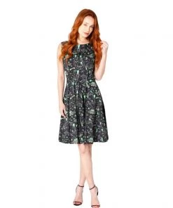 Miss Lulo Ruby Swing Dress In Aliens Print