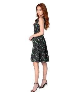 Miss Lulo Ruby Swing Dress In Aliens Print