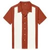 Glitz Glam And Rebellion Men's Apparel Men's Bowling Shirt In Rust With White Panels