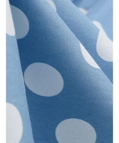 Glitz Glam And Rebellion Women's Apparel Blue And White Polka Dot Halter Neck 50s Pin Up Polka Dot Vintage Corset Dress