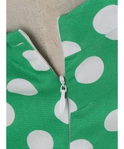 Glitz Glam And Rebellion Women's Apparel Green Halter Neck Button 50s Vintage Rockabilly Swing Dress