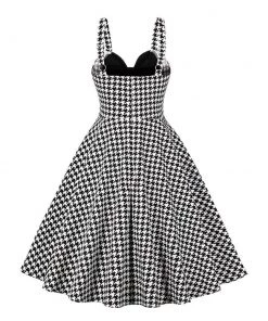 Glitz Glam And Rebellion Women's Apparel 1950s Pinup Vintage Style Houndstooth High Waist Dress